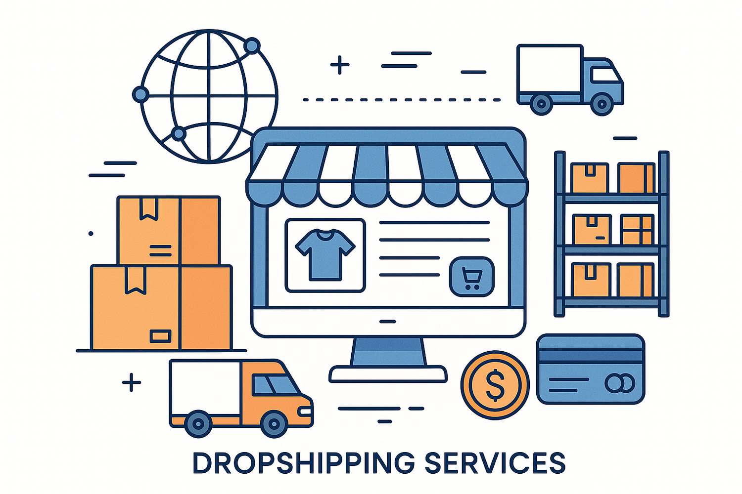 dropshipping services, white background